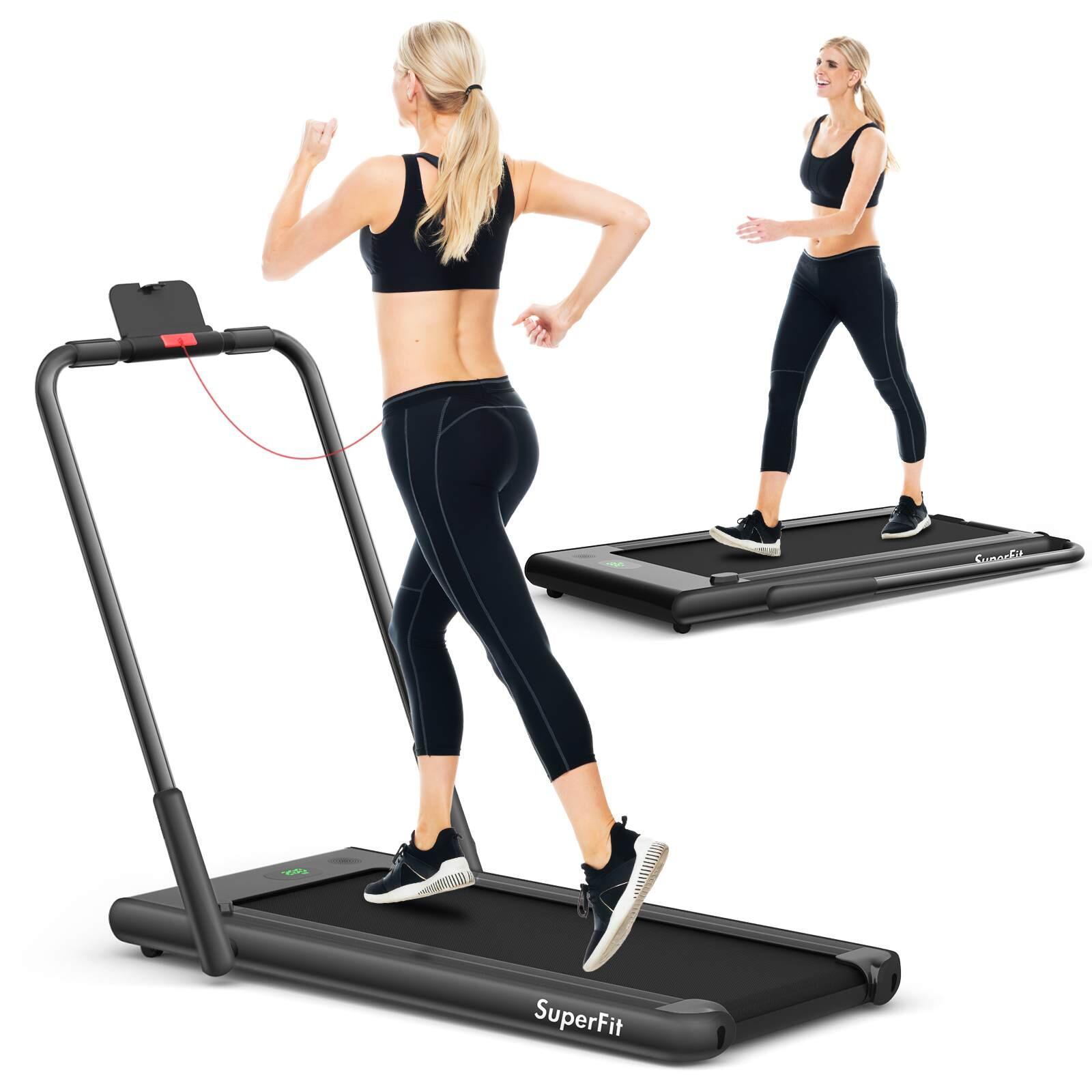 2-in-1 Foldable Desk Treadmill with APP & Remote Control & Walking Pad Black
