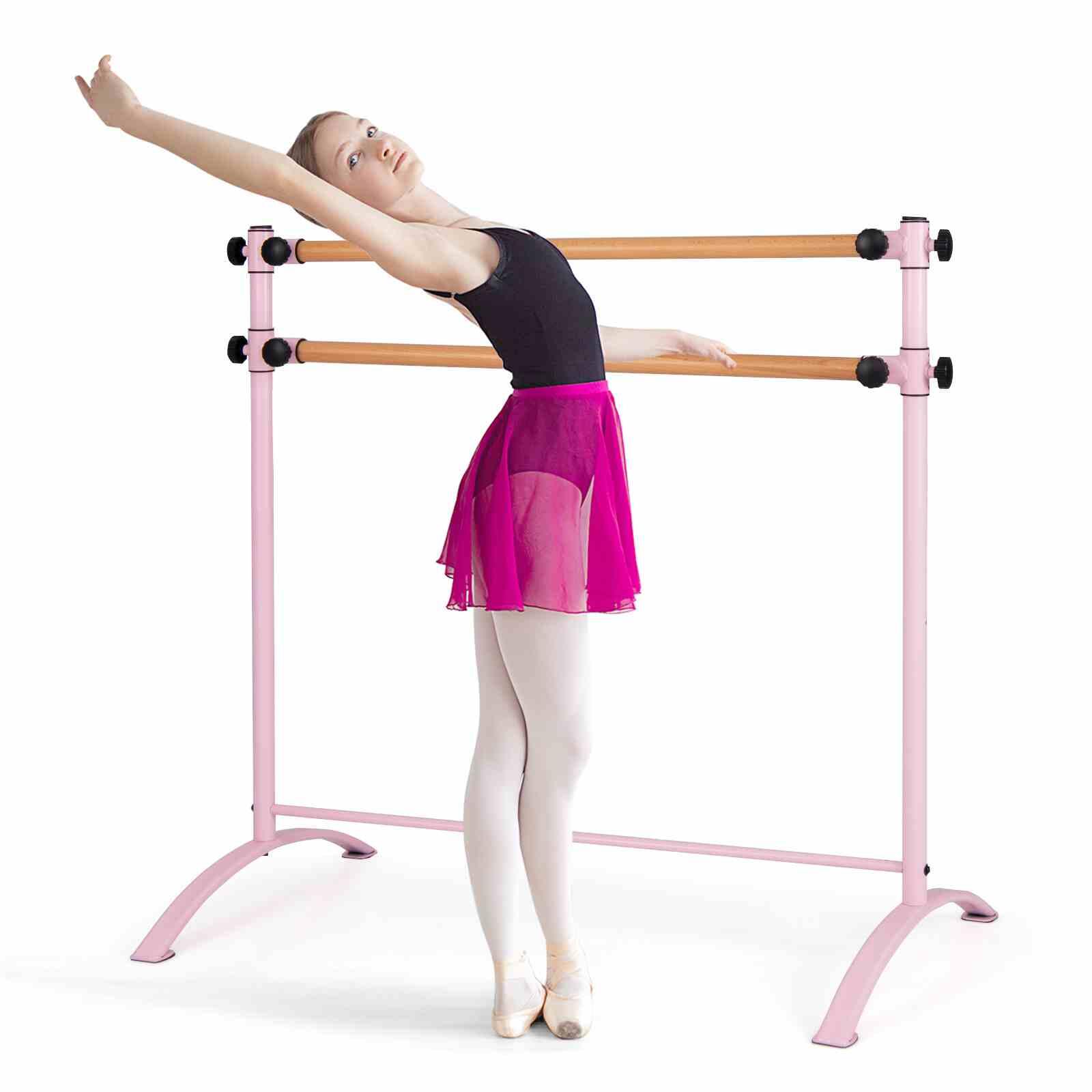 Portable Double Ballet Barre Stretching Exercise Dance Bar 4 Position Adjustable