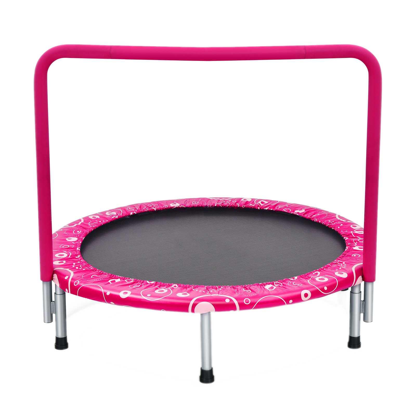 3FT Mini Trampoline Fitness Rebounder Home Gym Exercise w/Handrail Pink