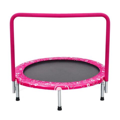 3FT Mini Trampoline Fitness Rebounder Home Gym Exercise w/Handrail Pink