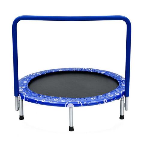3FT Mini Trampoline Fitness Rebounder Home Gym Exercise w/Handrail Blue