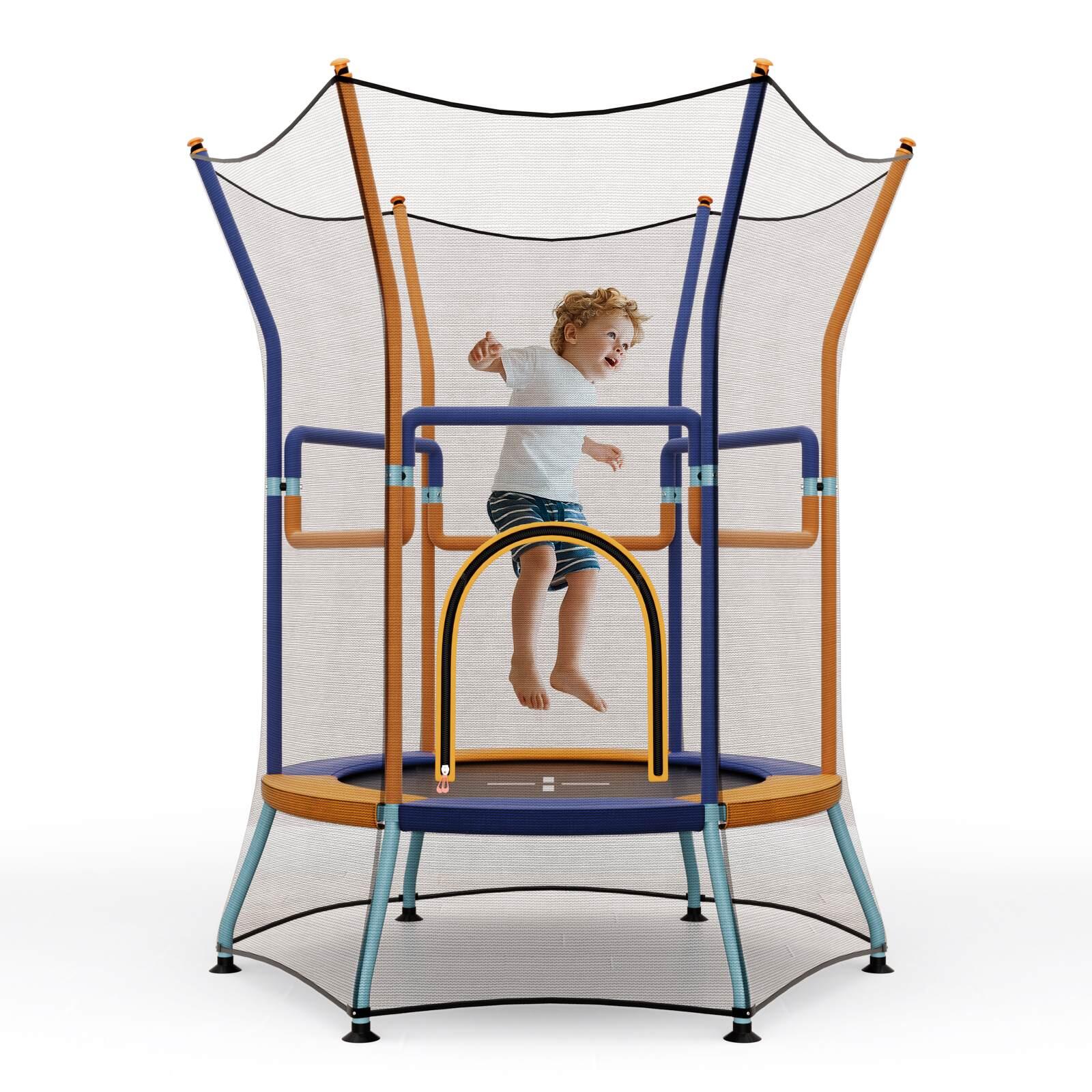 4FT Trampoline Armrest Rebounder w/Enclosure Net Outdoor Jumping Fun Gift Orange