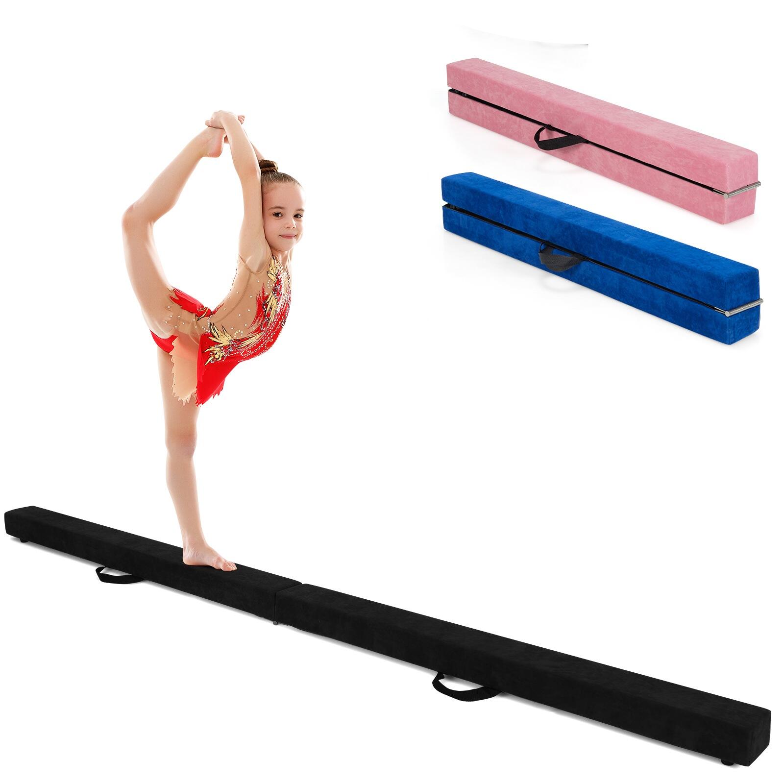 7FT Balance Beam Floor Gymnastic Beam Folding Black