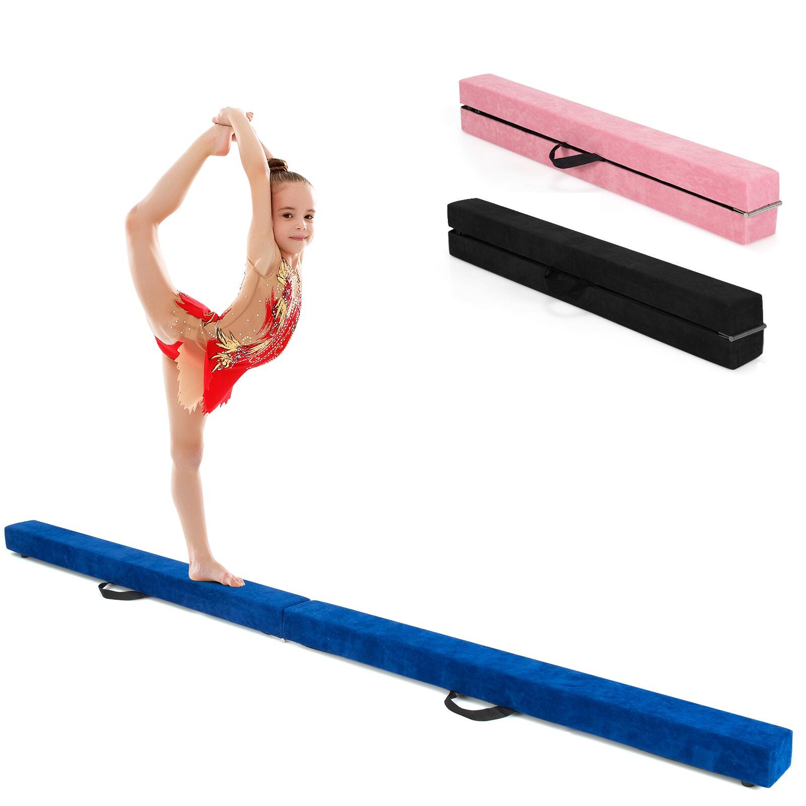 7FT Balance Beam Floor Gymnastic Beam Folding Blue