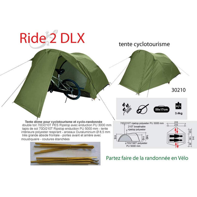 Cort trekking/ciclism Freetime Ride 2 DLX, verde, 2 persoane, 3.4kg