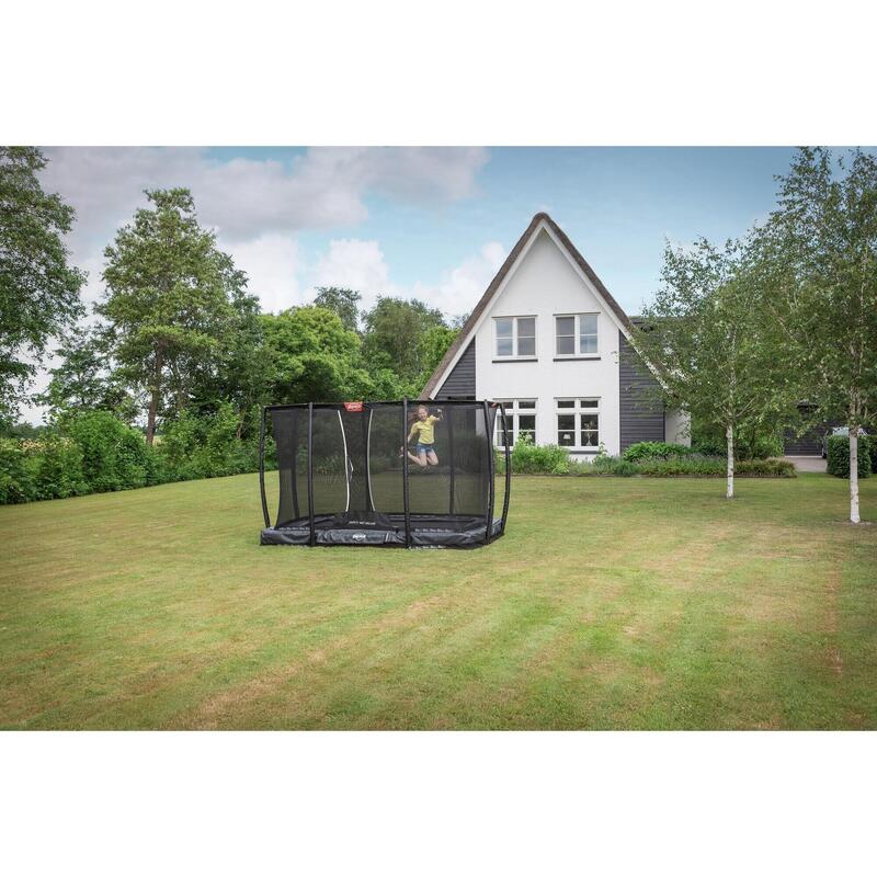 Trampolina BERG Champion + Siatka zab. InGround Prostokątna 330x220 Antr. sz.