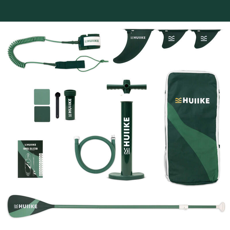 Tabla Paddle Surf Hinchable Accesorios Premium, HUIIKE, Verde, Gran Estabilidad 3/7