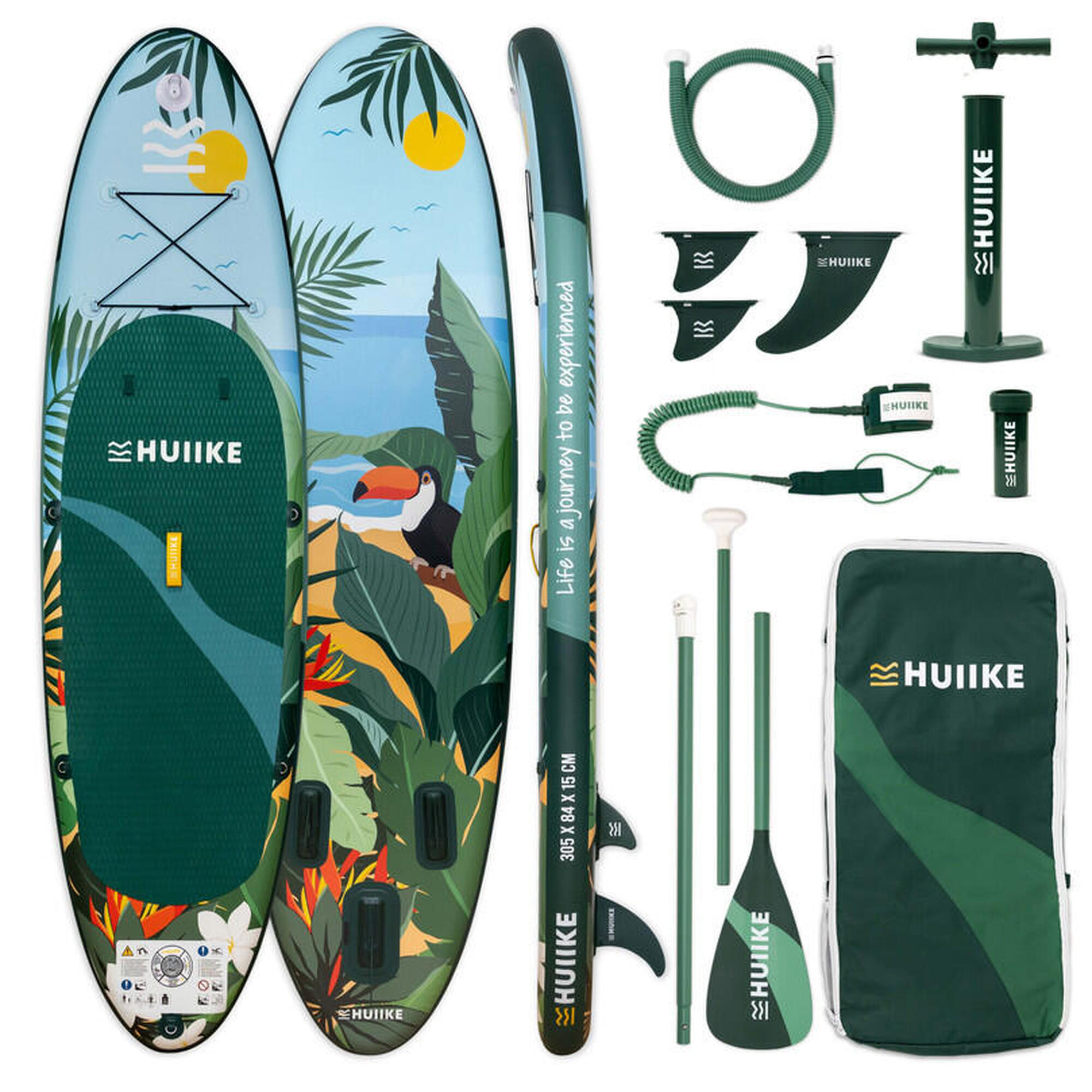 Huiike - Paddle Gonflable Adulte Accessoires Premium, Huiike, Vert, Haute Stabilité - Set De Stand Up Paddle - Vert - 305 Mm - Decathlon