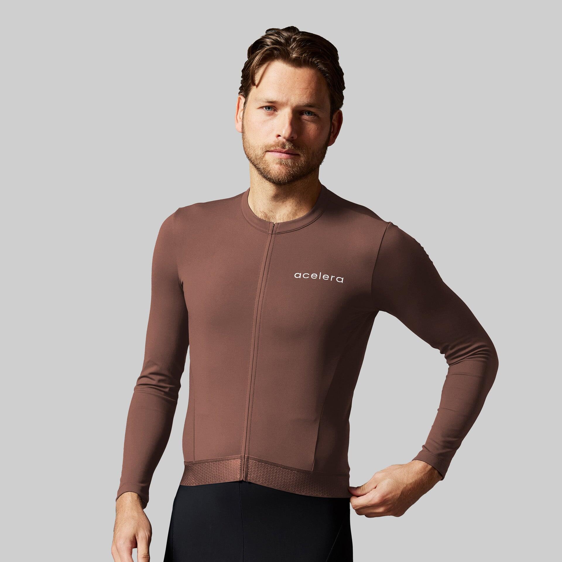 ACELERA Thermo Fleece Fietsshirt Heren Wielerjack Lange Mouwen Wielerkleding Fietsjas