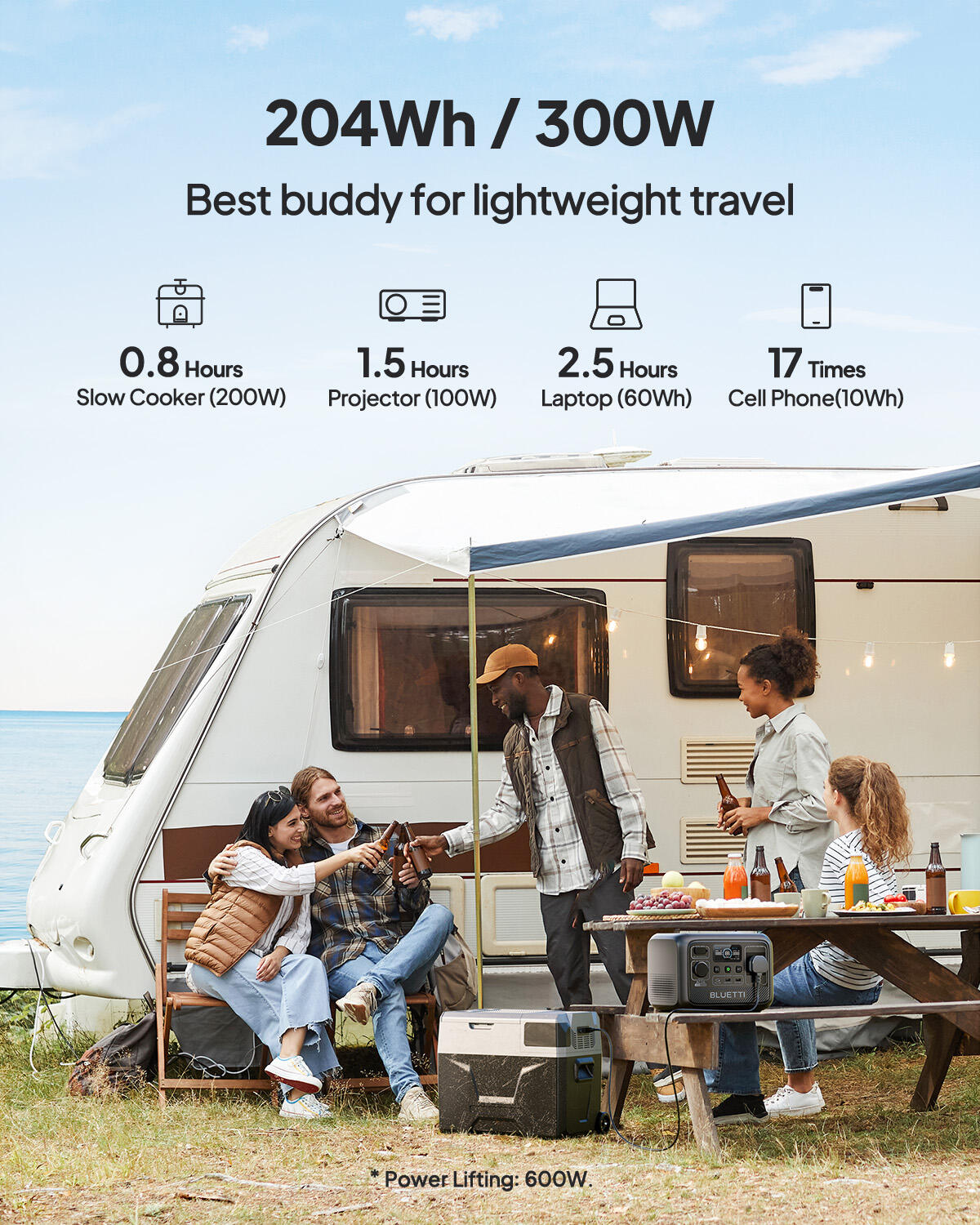 BLUETTI AC2A 300W/204Wh Portable Power Station LiFePO4 for Camping, Emergency 2/7