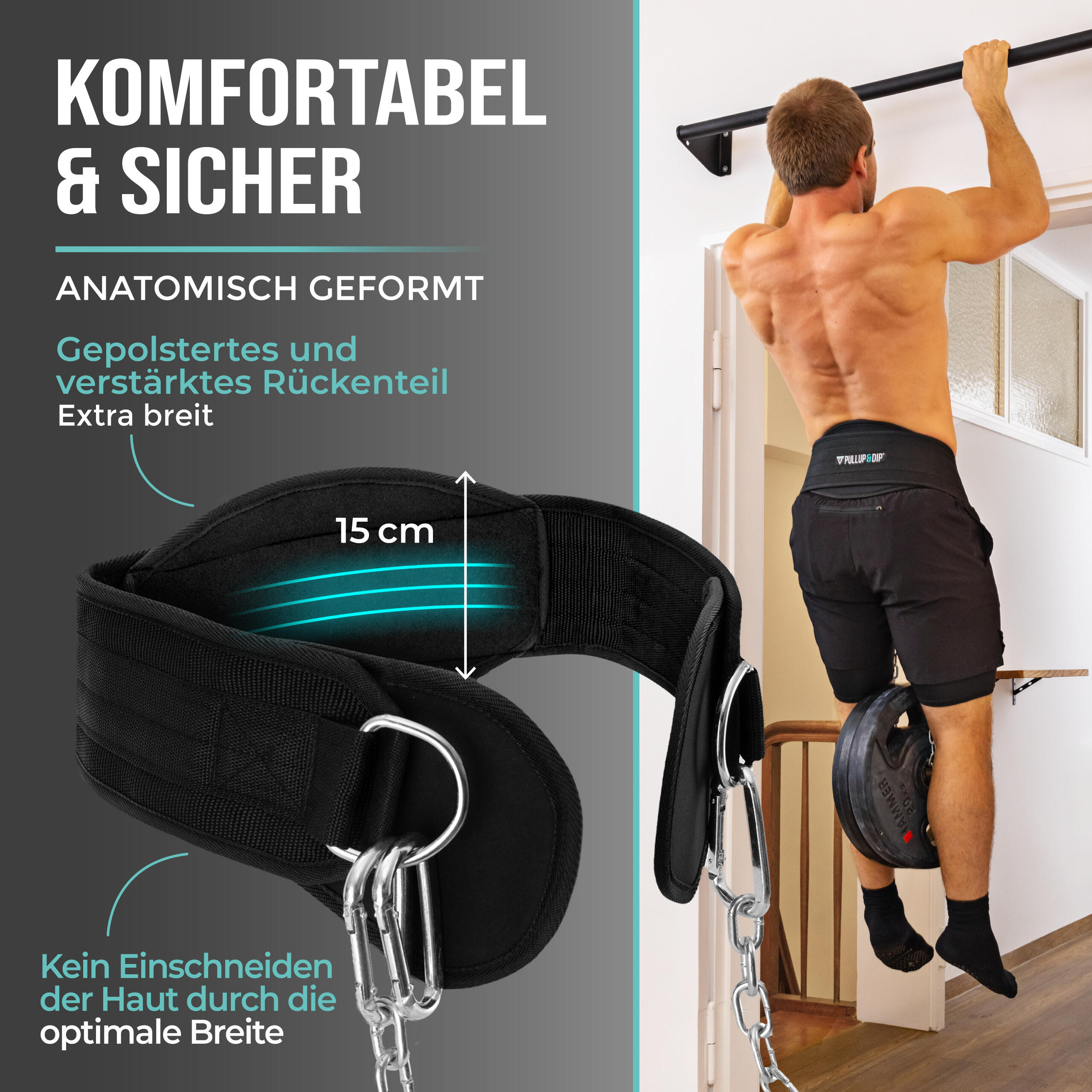 Dip Gürtel mit Kette, 3 Karabinern und einzigartigen Klappen 2/7