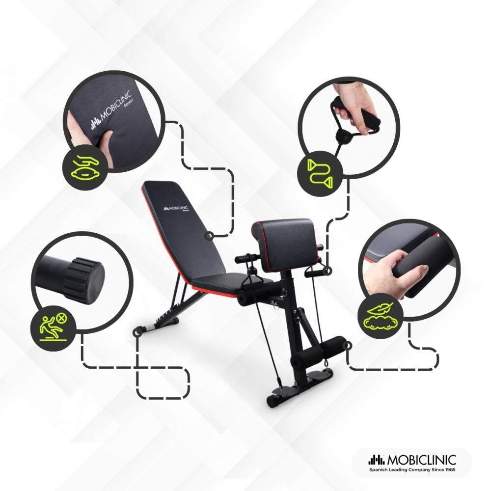Banco de musculación Con cintas de resistencia Plegable Ajustable Máx. 120kg 7/7