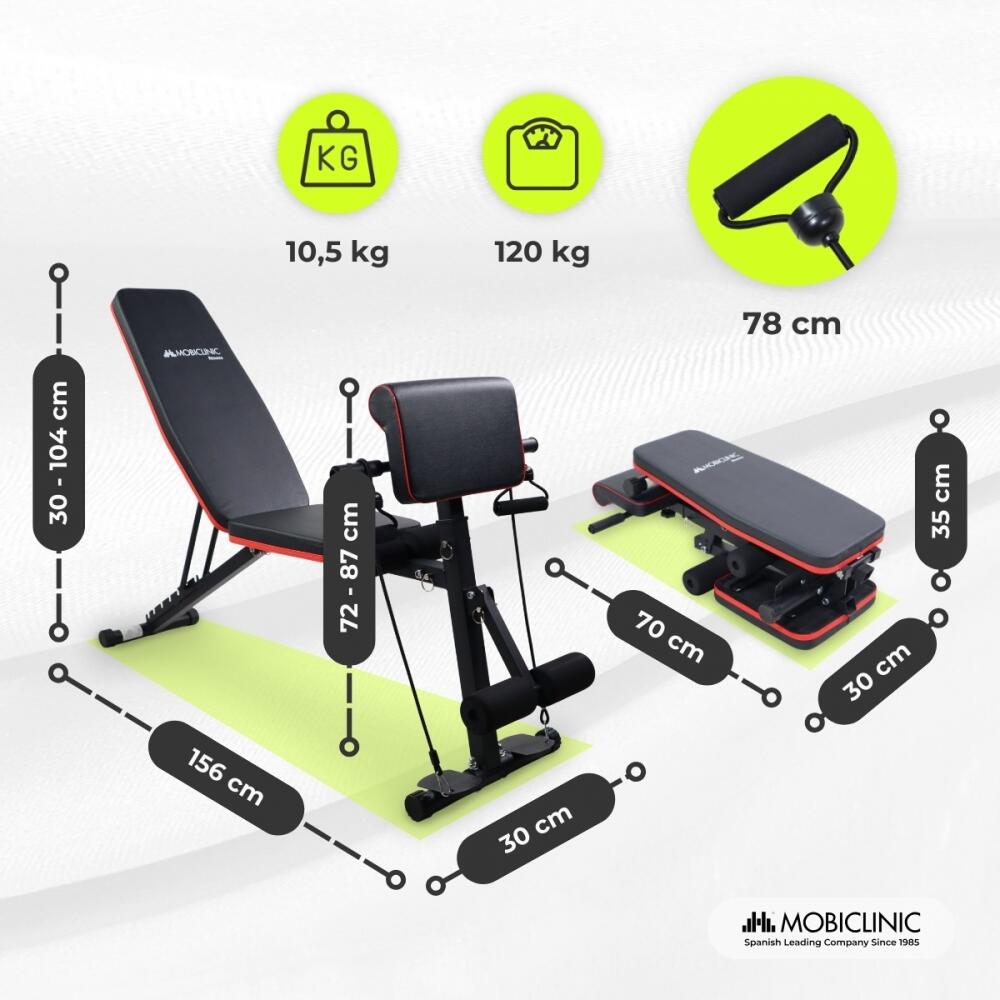 Banco de musculación Con cintas de resistencia Plegable Ajustable Máx. 120kg 2/7