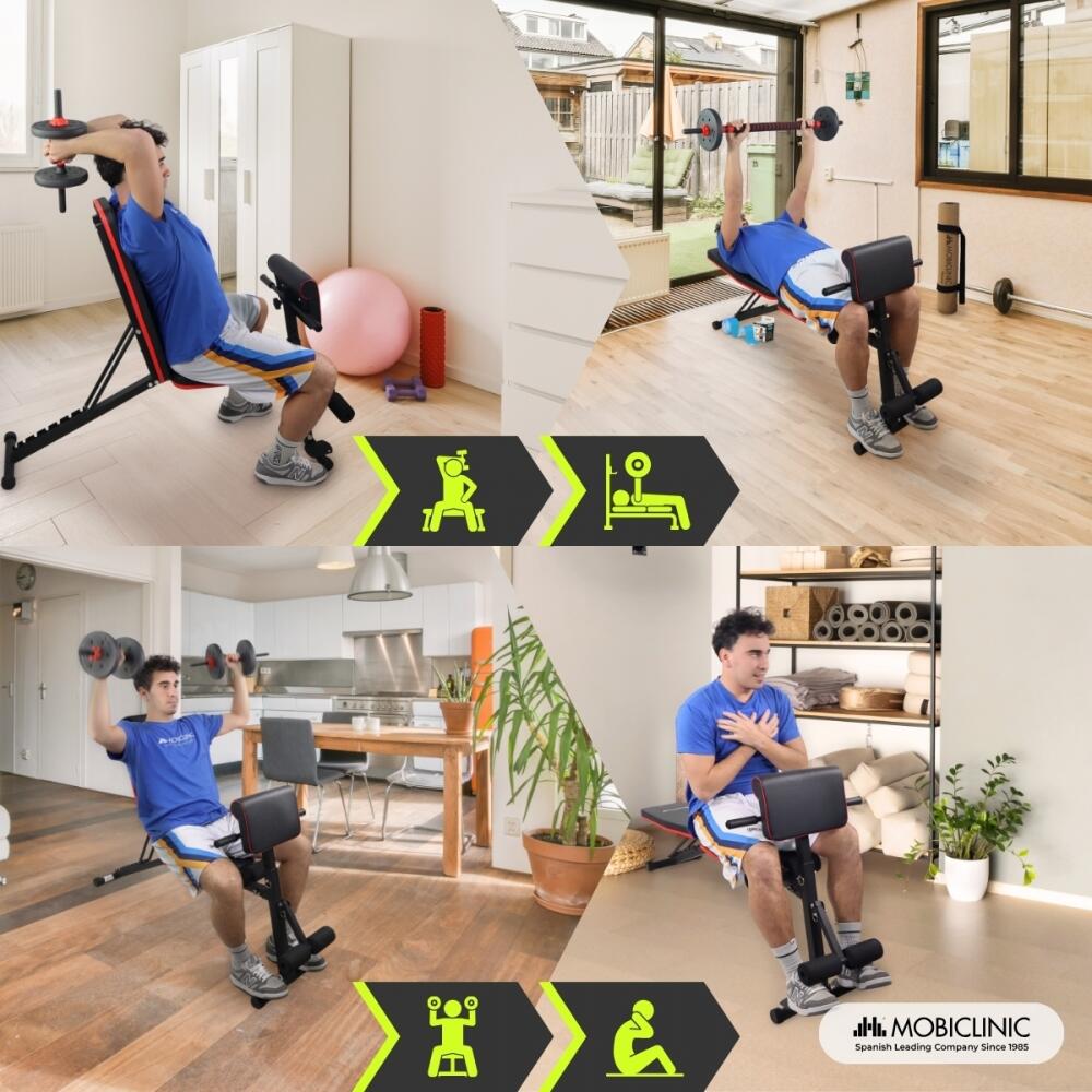 Banco de musculación Con cintas de resistencia Plegable Ajustable Máx. 120kg 4/7