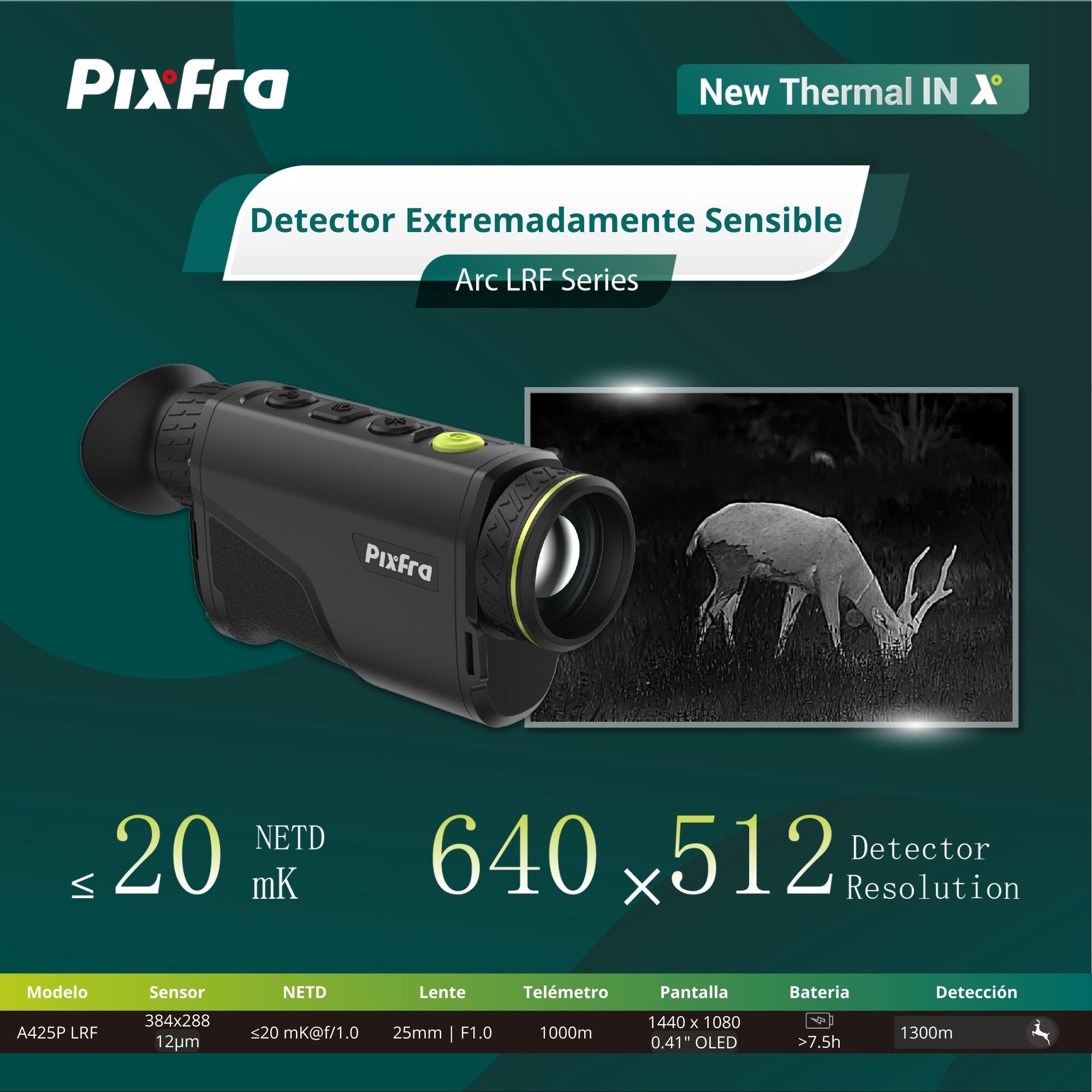 Monocular Térmico 25 mm 1300 m ARC LRF A425P <20mK con Telémetro PIXFRA S384x288 5/7