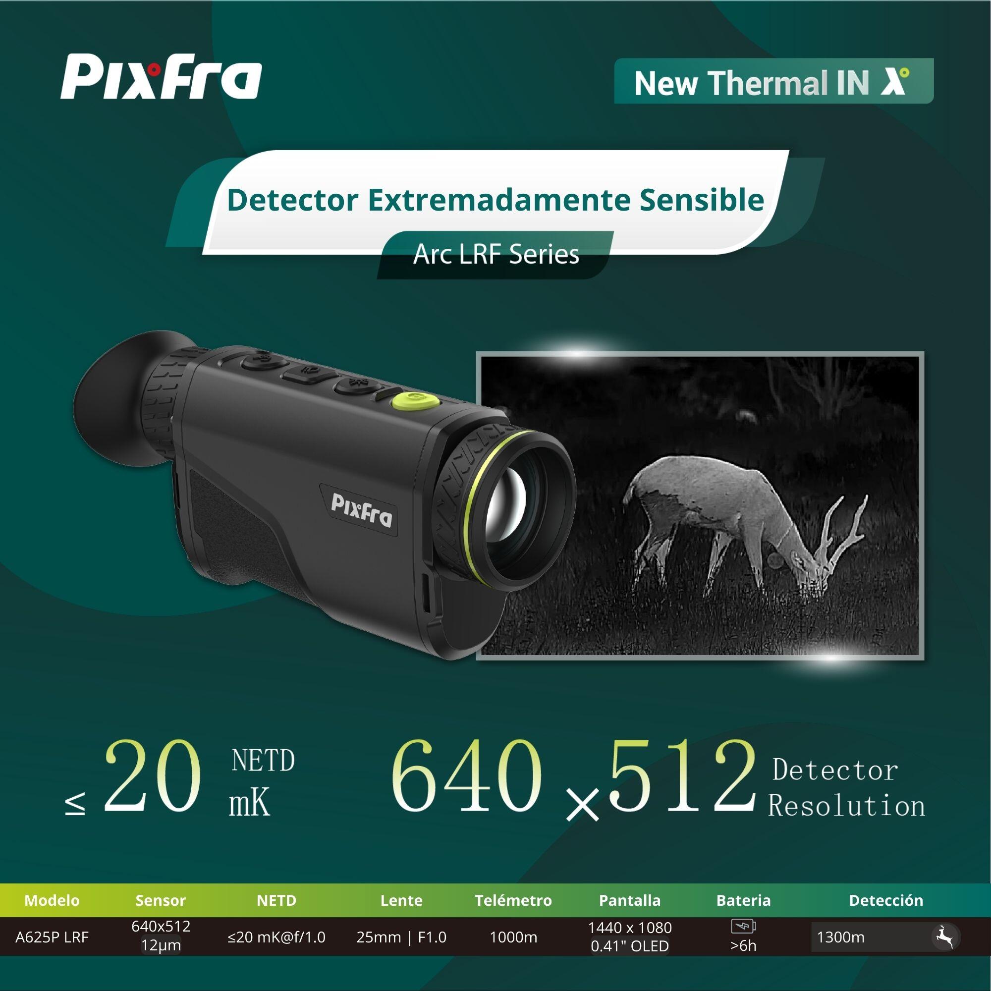 Monocular Térmico 25 mm 1300 m ARC LRF A625P <20mK con Telémetro PIXFRA S640x512 5/7