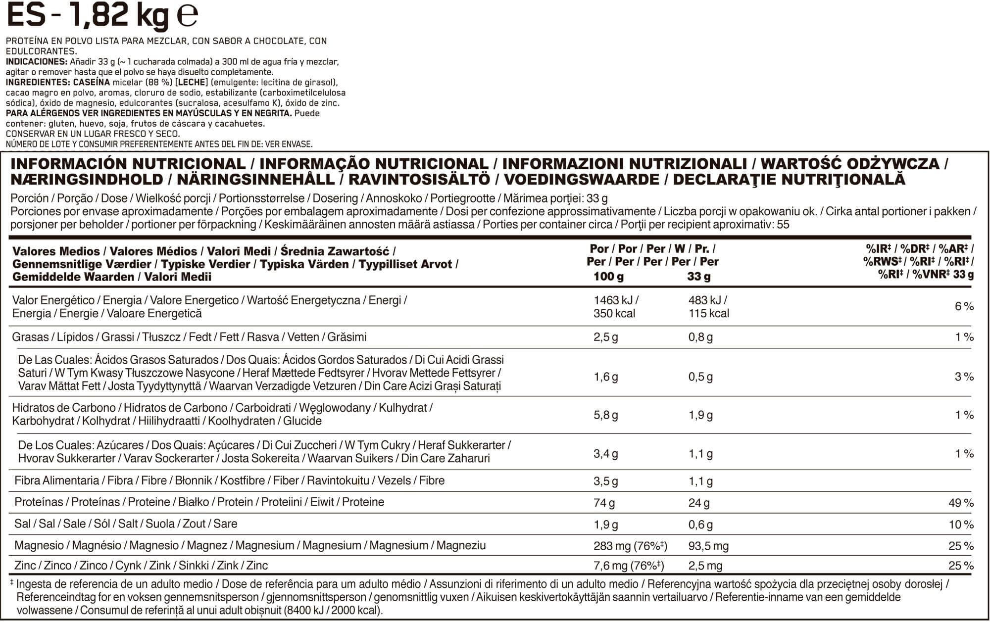 Kazeina Gold Standard - 1,8 kg Czekolada Optimum Nutrition 6/6