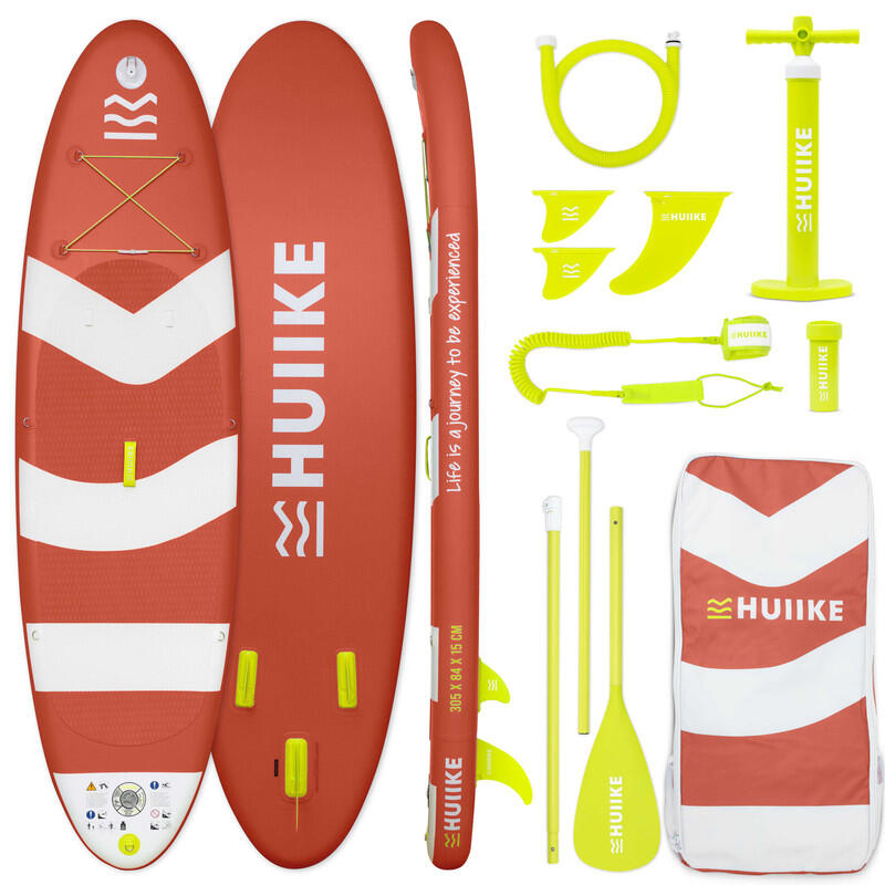 HUIIKE Nafukovací Paddleboard 10’ s Příslušenstvím v Balení, do 130 kg, Červený