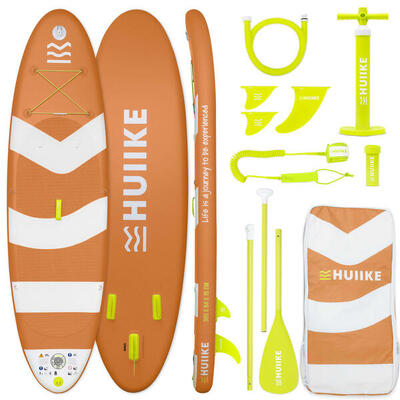 Opblaasbaar supboard met premium accessoires. huiike. oranje. hoge stabiliteit