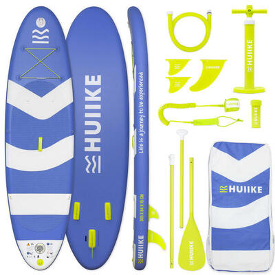 Opblaasbaar supboard met premium accessoires. huiike. blauw. hoge stabiliteit
