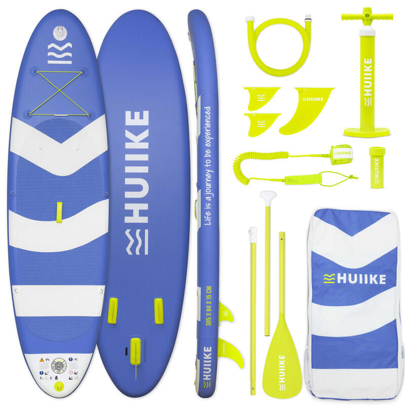 Huiike - Paddle Gonflable Adulte Accessoires Premium, Huiike, Bleu, Haute Stabilité - Set De Stand Up Paddle - Bleu - 305 Mm - Decathlon