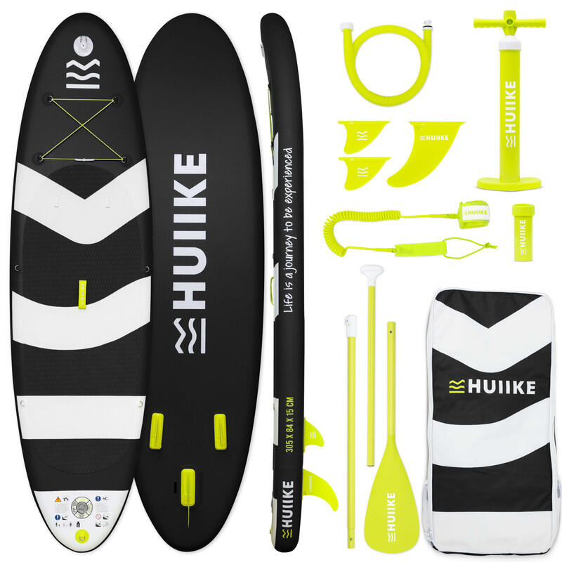 HUIIKE Tabla Paddle Surf Hinchable Accesorios Premium, HUIIKE, Negra, Gran Estabilidad