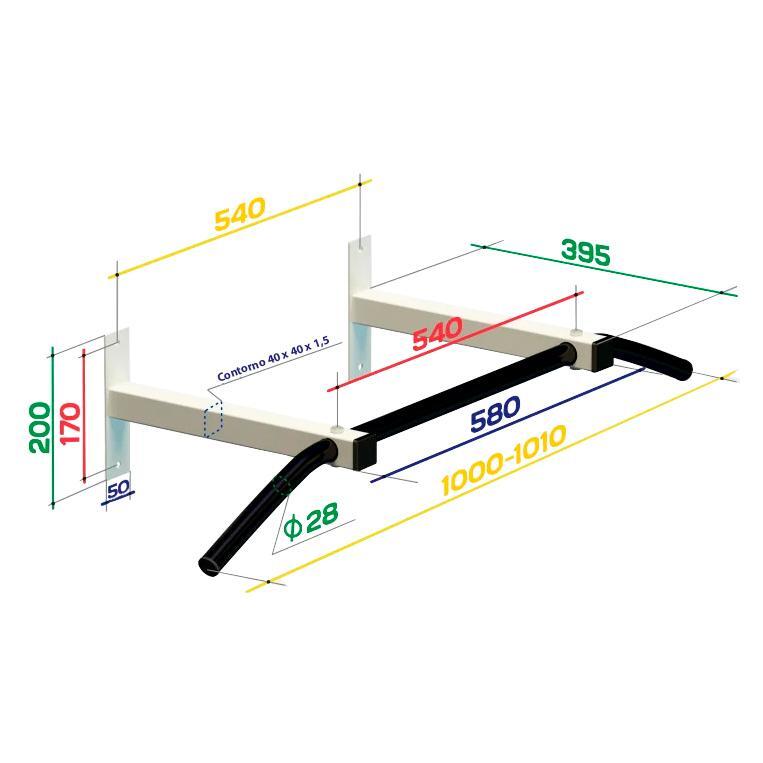 Barre de Traction Murale Prise Large Pliable jusqu'à 150 kg SPEKTR3 100*37.5 cm 2/4