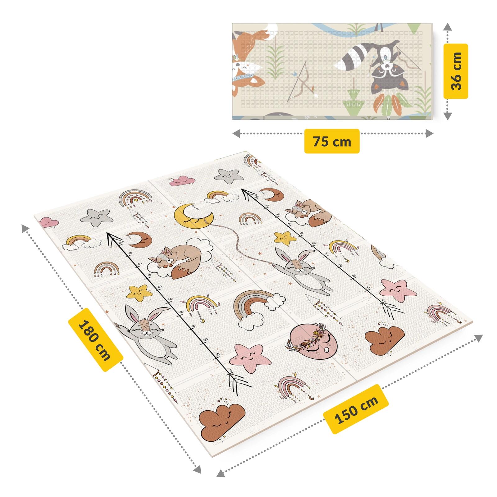 Baby Spielmatte Faltbar XPE 180x150cm Krabbelmatte Boho Dream Design 4FIZJO 4/6