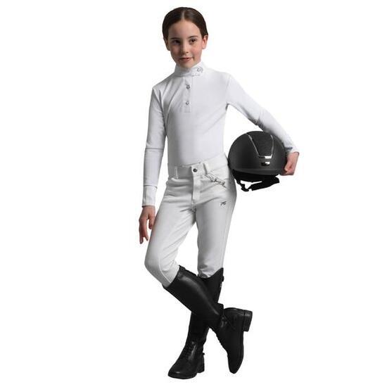 Polo d'équitation de concours manches longues en lycra fille Premier Equine Ross