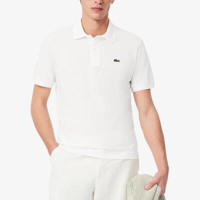 Lacoste model short sleeved ribbed collar kleur wit