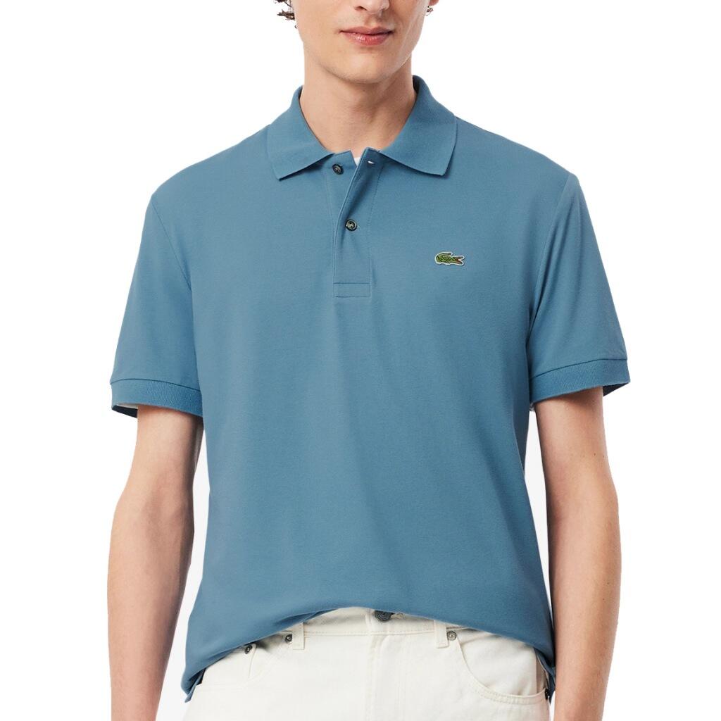 LACOSTE Model Short Sleeved Ribbed Collar Barva Modrý