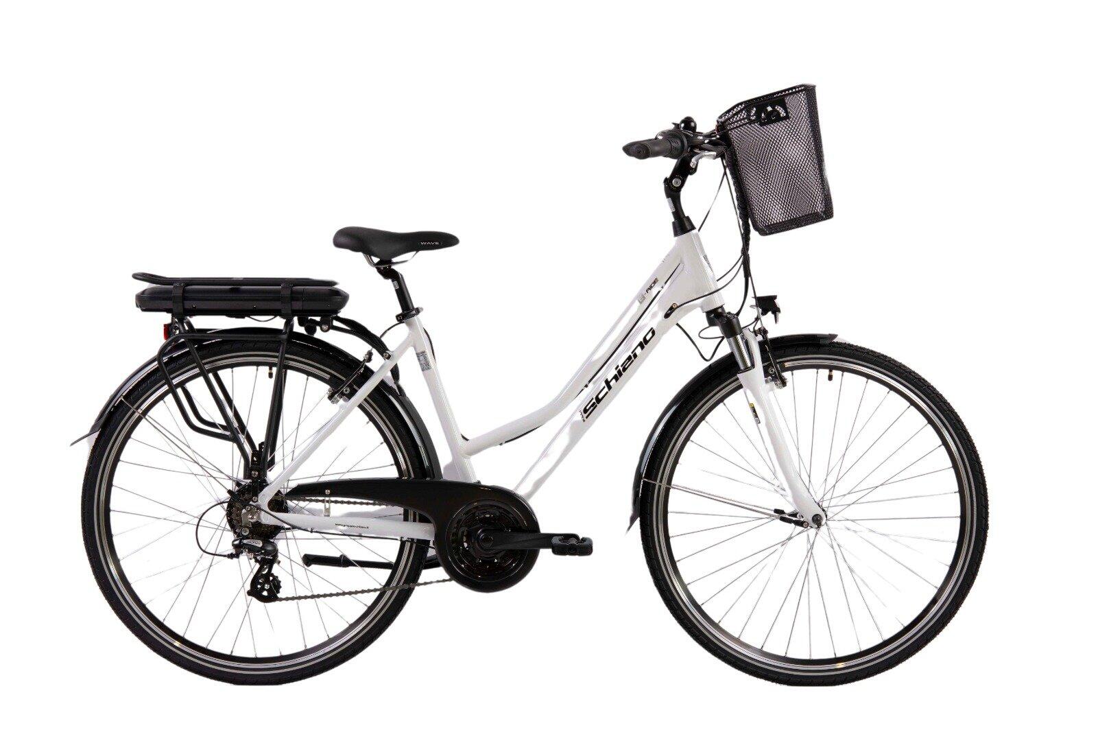 F.LLI SCHIANO E-RIDE 28" bicicletta elettrica con cestino bianca