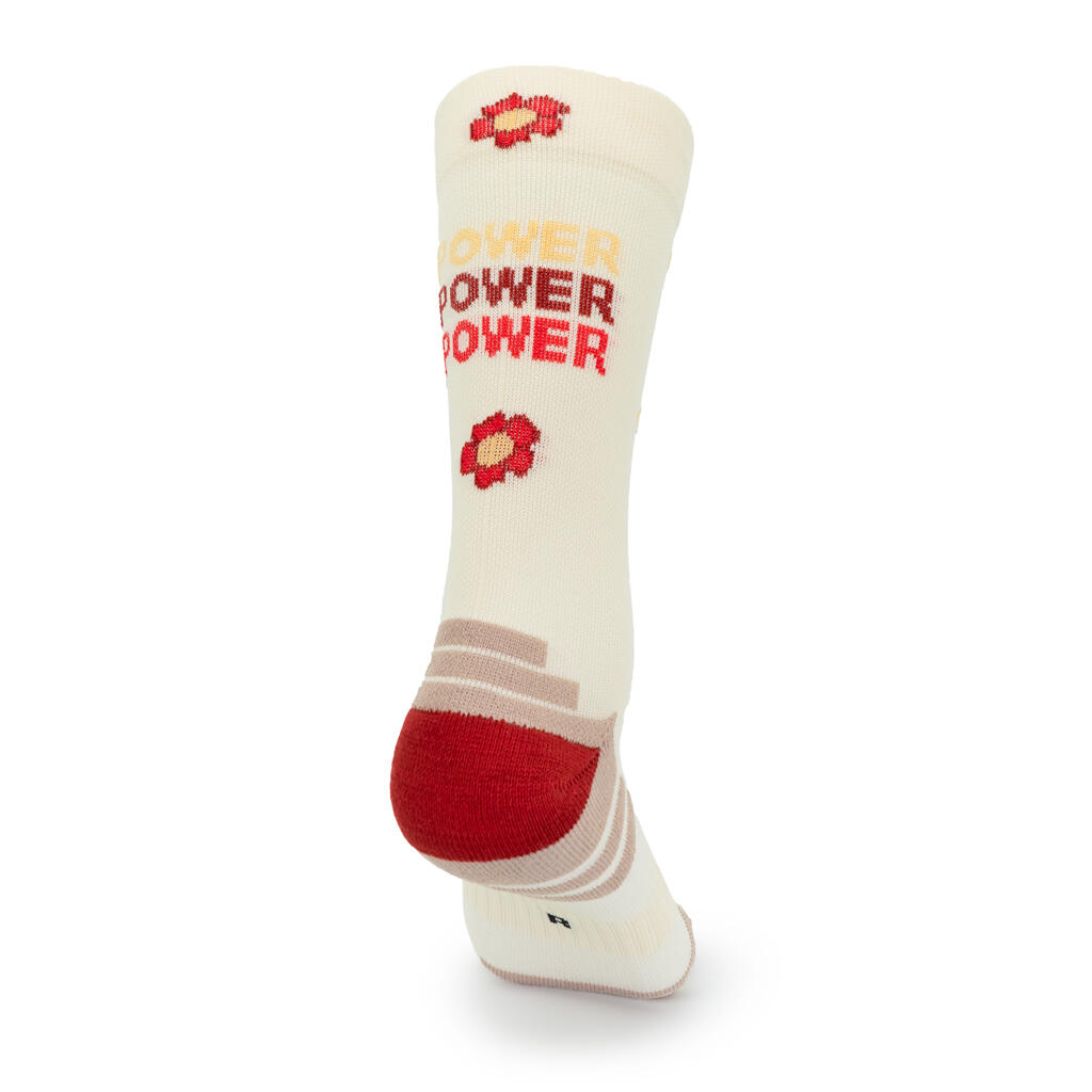 KAMUABU CALCETINES POWER FLOWER de RUNNING (COLOR CREMA) - TALLAS 35 HASTA 46