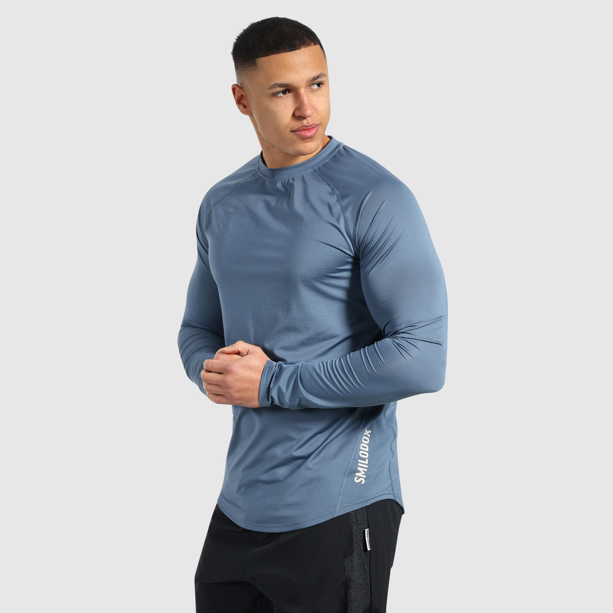 Herren Longsleeve Powerfit Blau 2/6