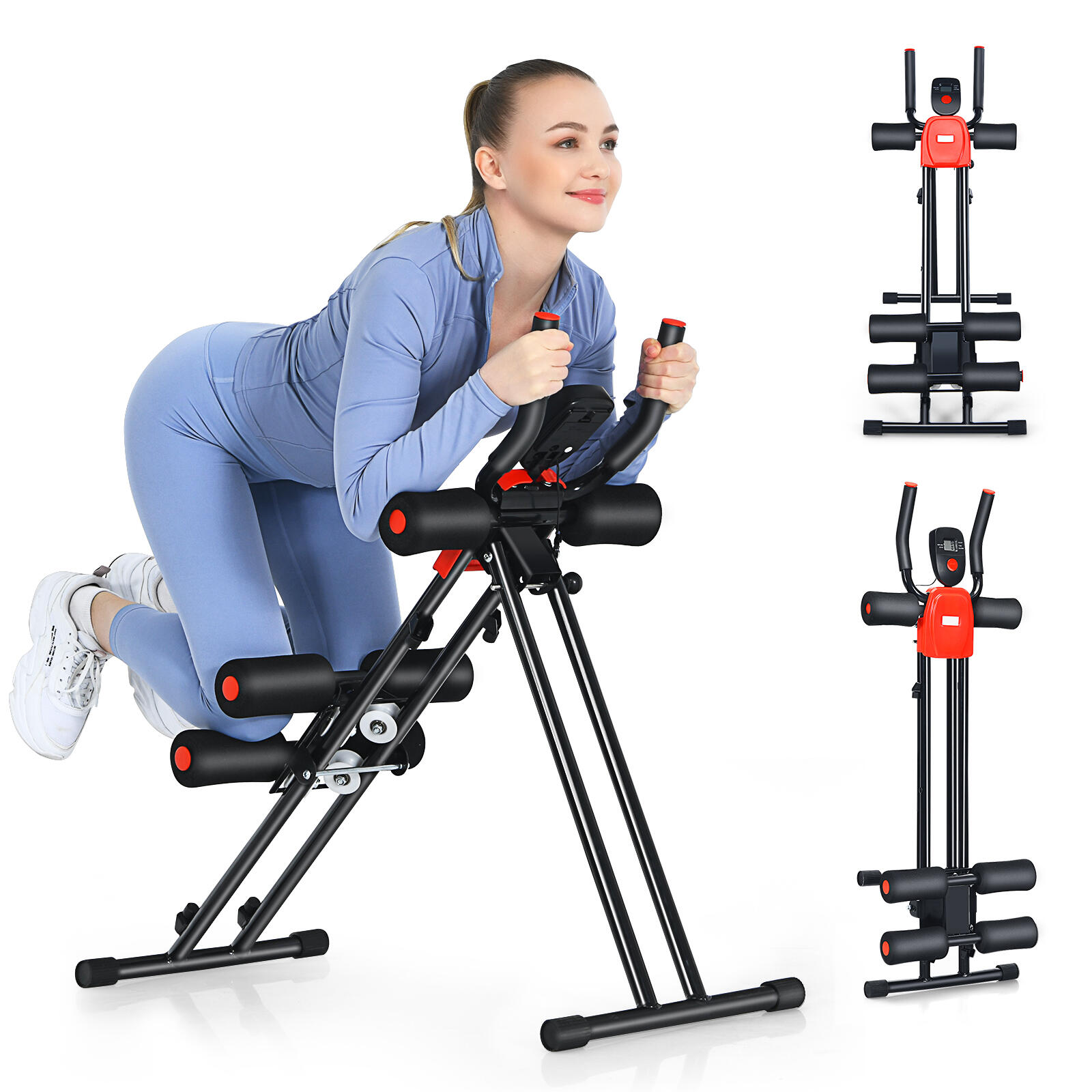 Abdominal Cruncher Machine Adjustable AB Workout Equipment w/LCD Display