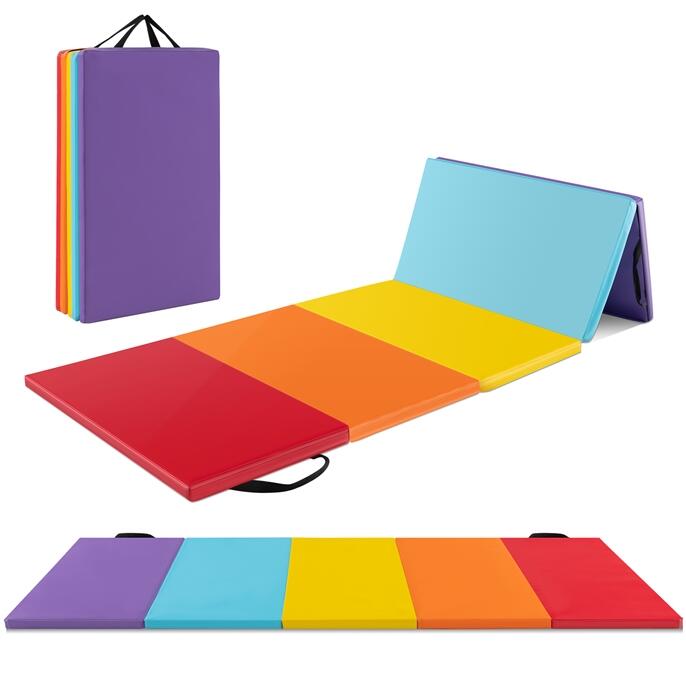 5-Panel Folding Gymnastics Mat Aerobics Workout Tumbling Mat 200x75cm