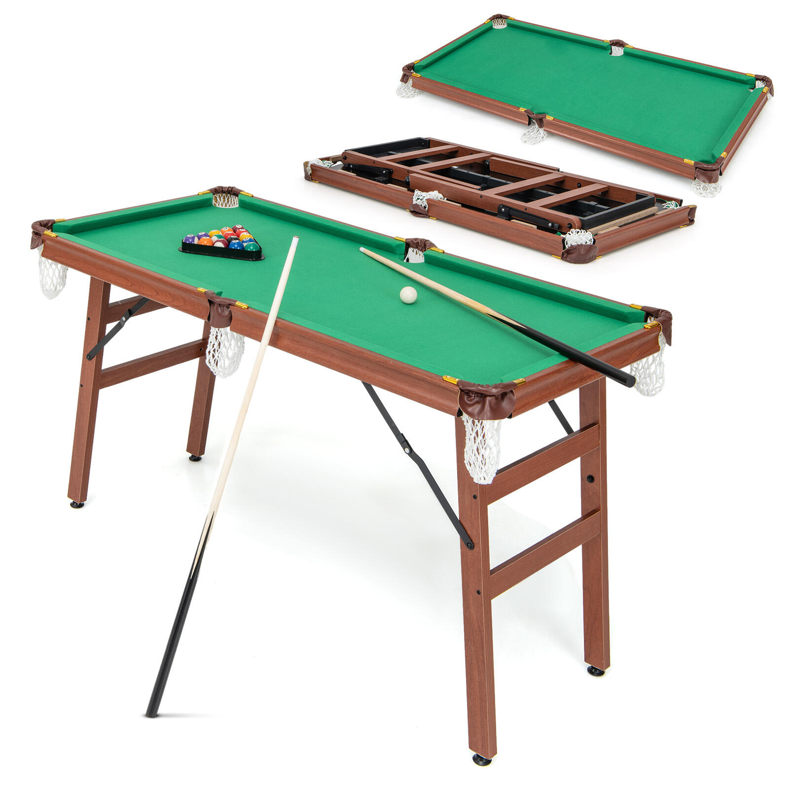 Folding Pool Table Set Billiards Table Game w/2 Cues