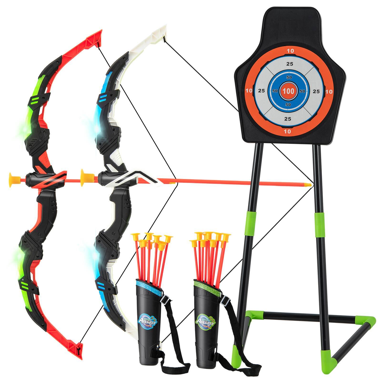 Youth Archery Set w/LED Light Up Bows & 20 Arrows Indoor Outdoor Sport Gifts