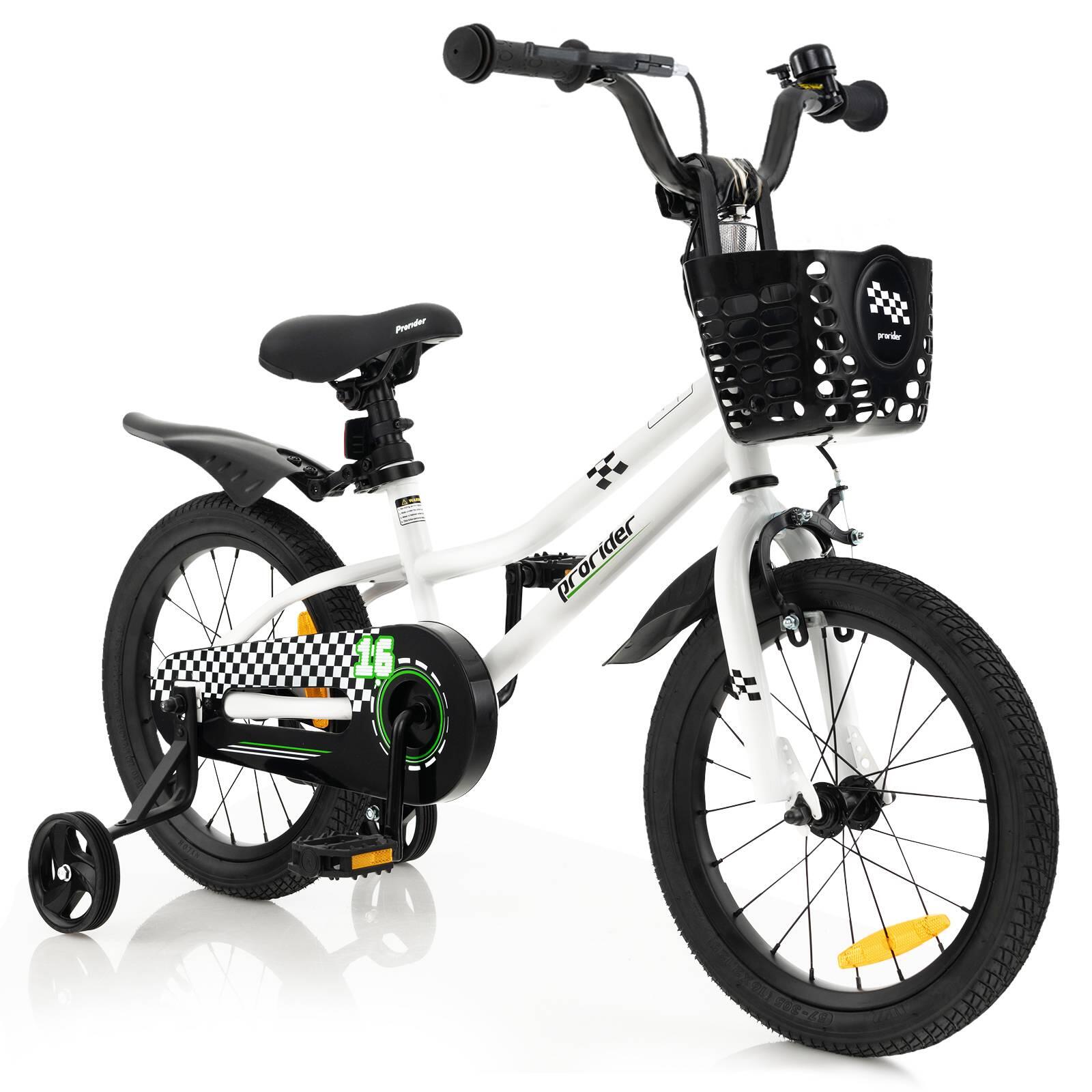 16'' Kids Learning Bikes w/Removable Basket Boys Beginner White - 4-7 Years Old