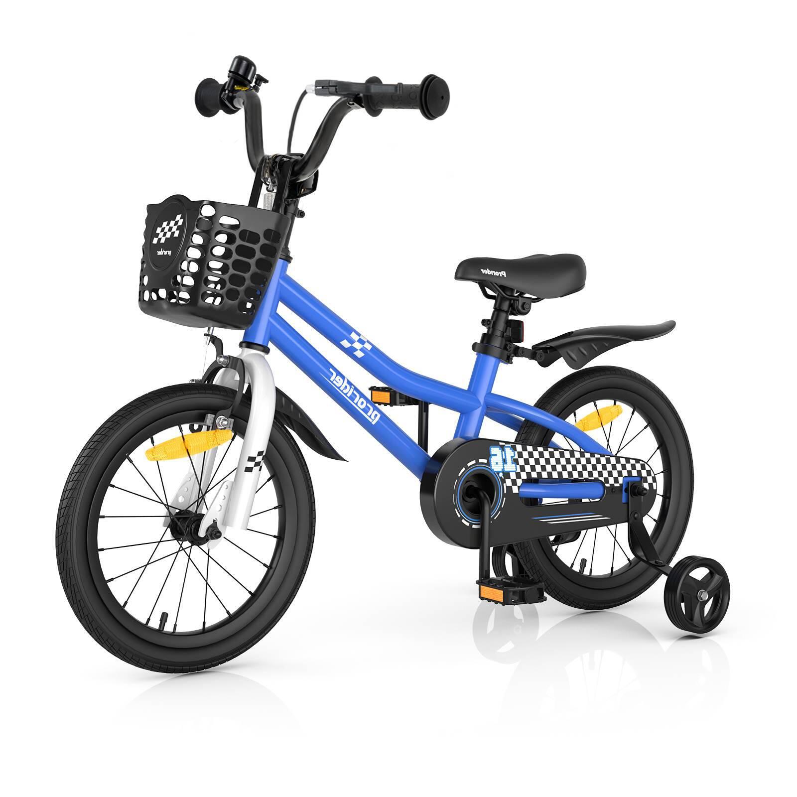 16'' Kids Learning Bikes w/Removable Basket Boys Beginner Navy - 4-7 Years Old