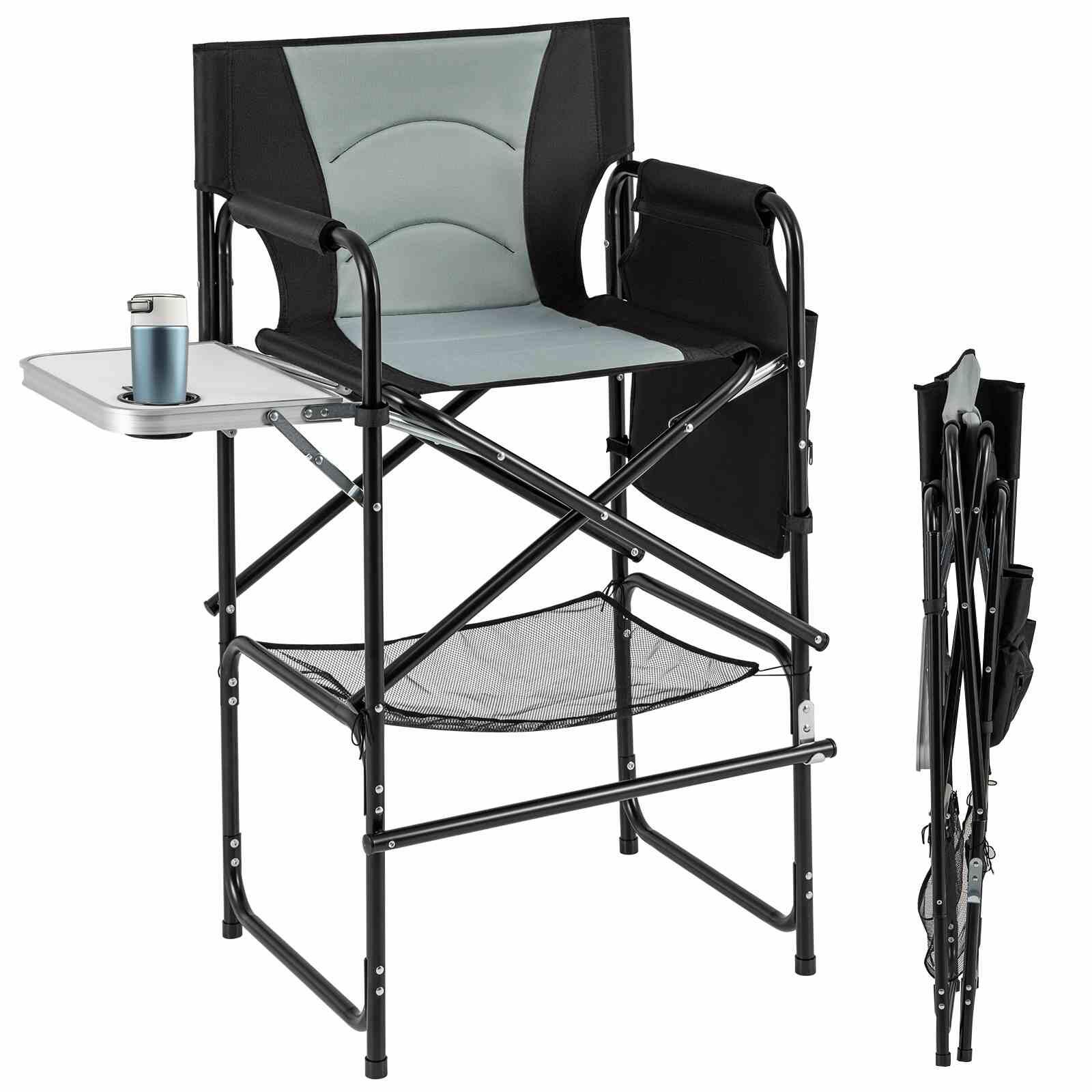 116.5cm Directors Chair Portable Camping Chair w/Foldable Side Table