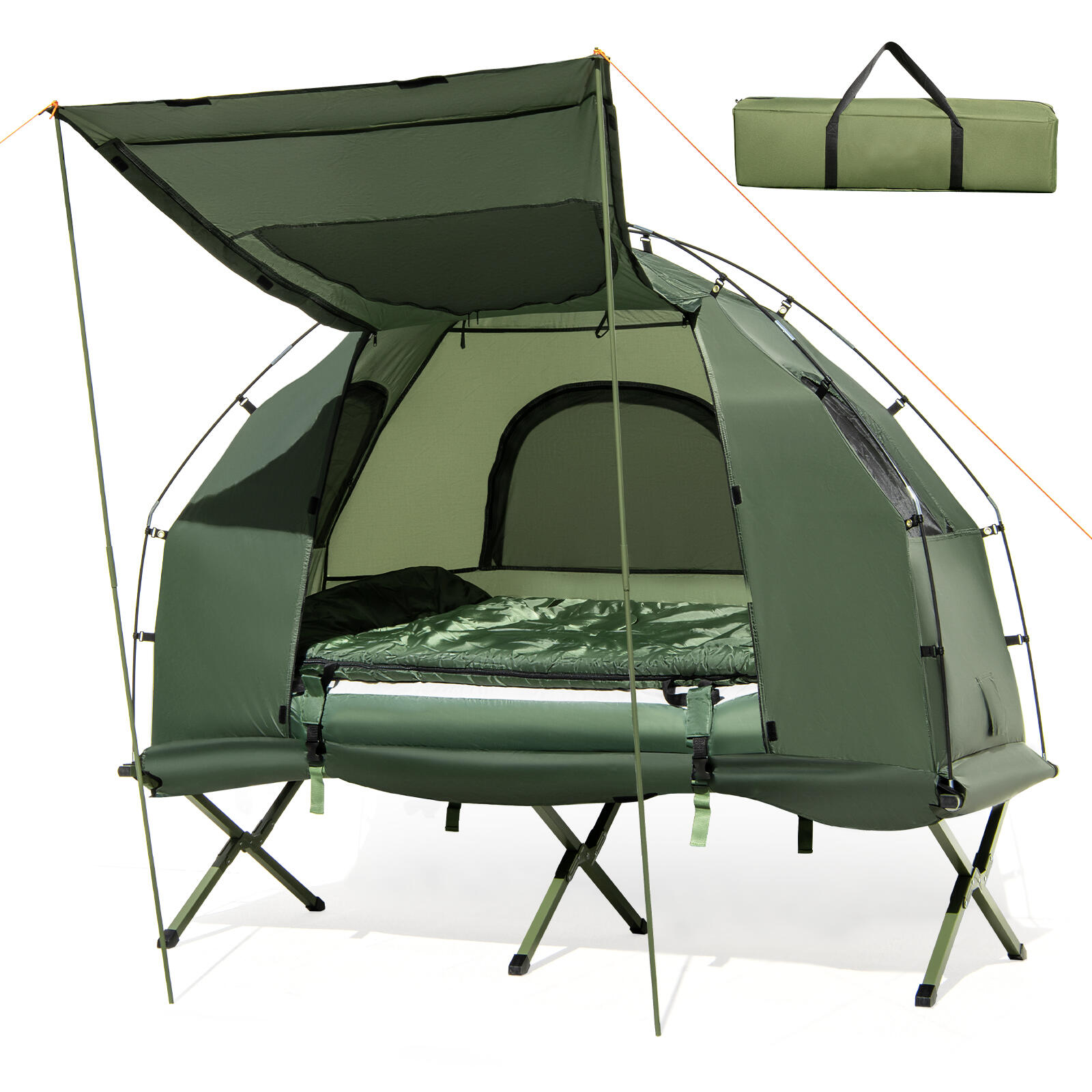 5-in-1 Camping Tent Cot w/Air Mattress & Sleeping Bag - 1 Person