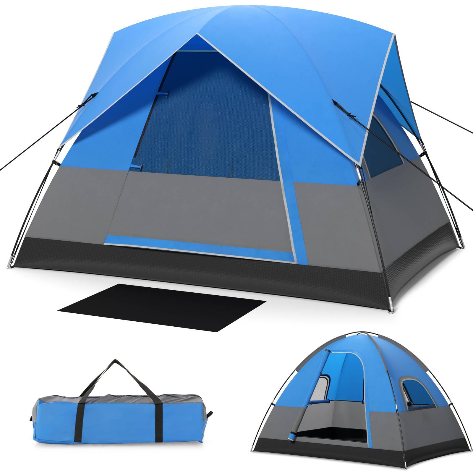 3 Person Outdoor Camping Tent Family Tent w/Carrying Bag Blue