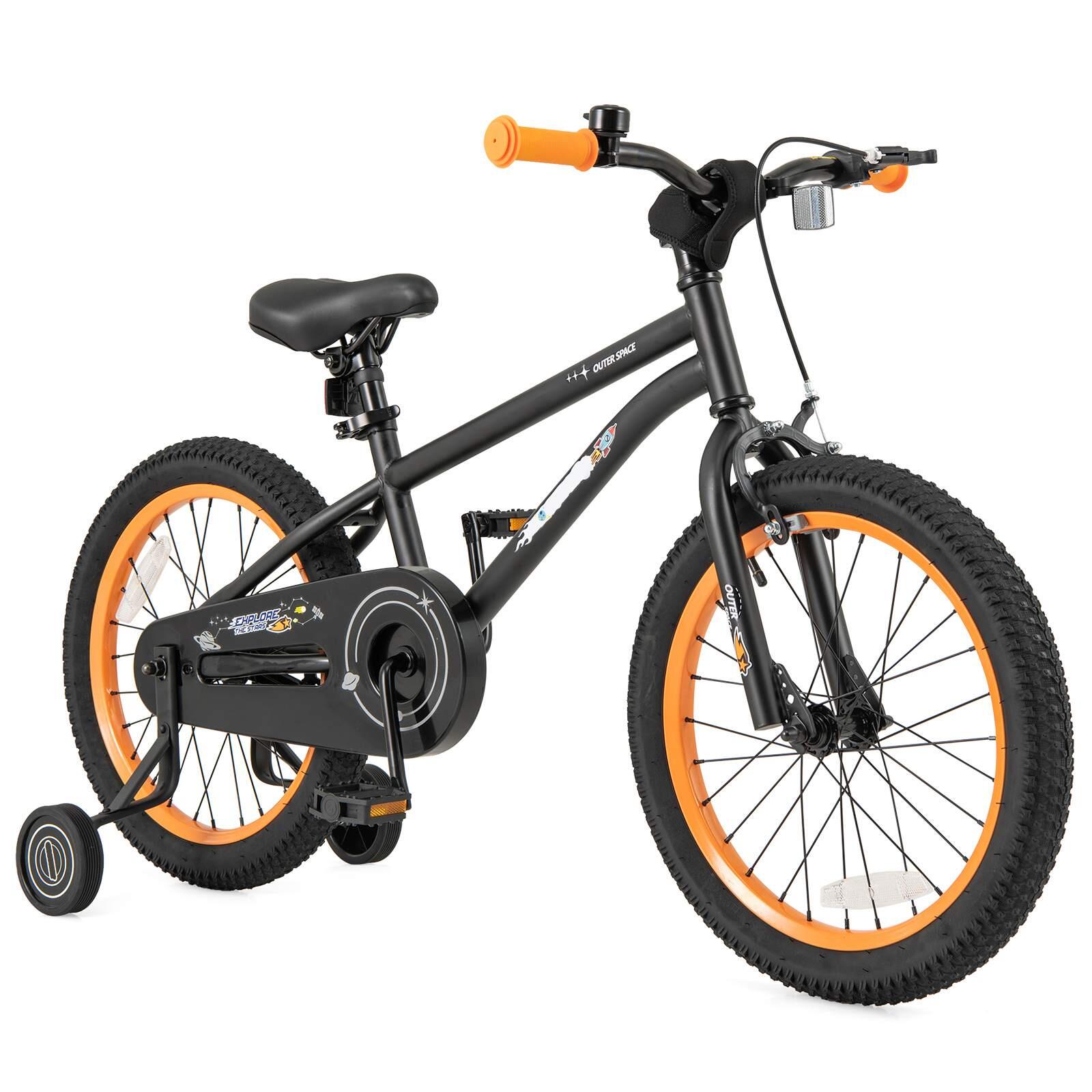 18'' Kids Bicycle w/Training Wheels & Safe Reflectors 4-8 Years Old Black