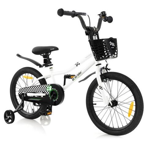 18'' Kids Learning Bikes w/Removable Basket Boys Beginner White - 4-8 Years Old