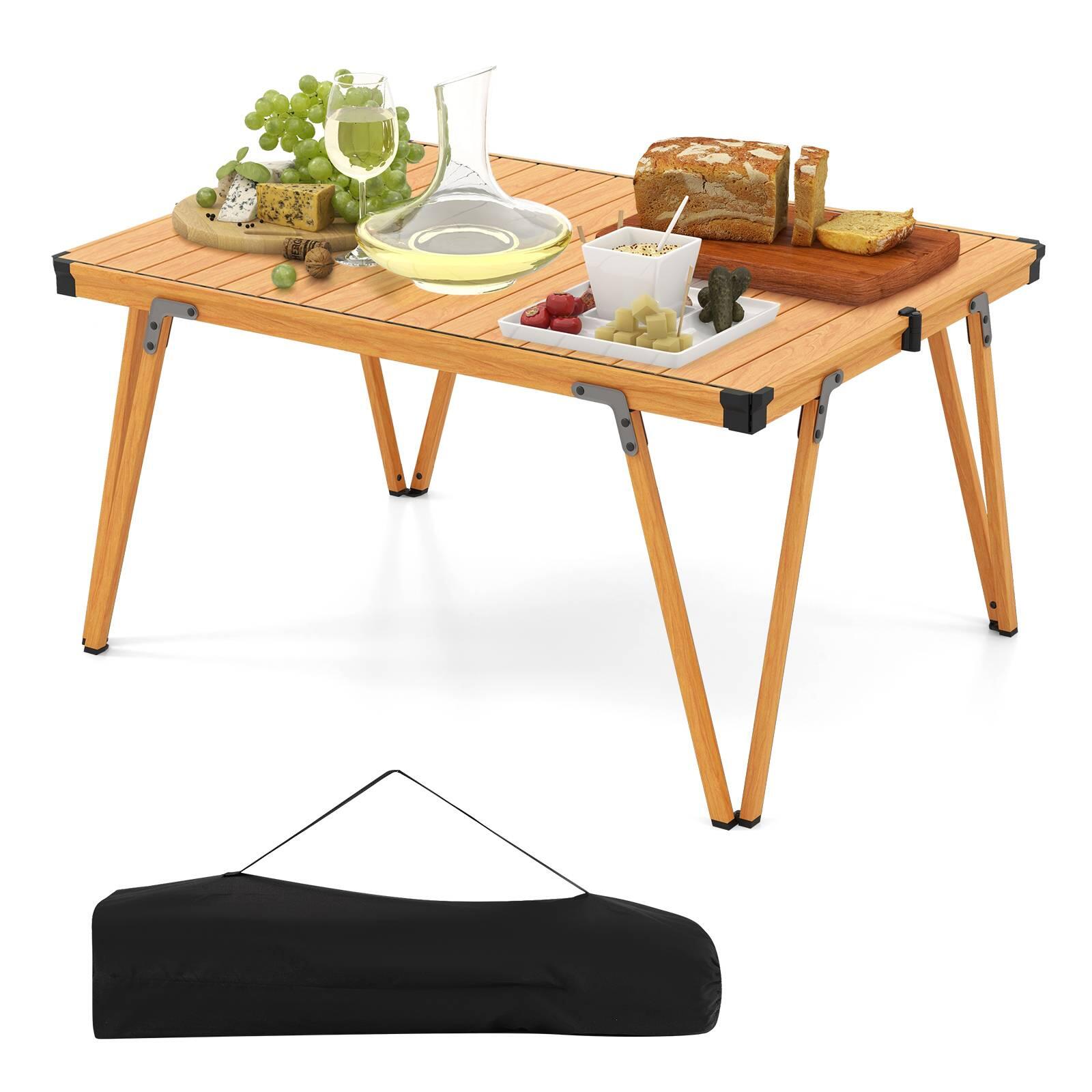 Folding Aluminum Camping Table Lightweight Roll-Up Desk Outdoor Picnic Coffee