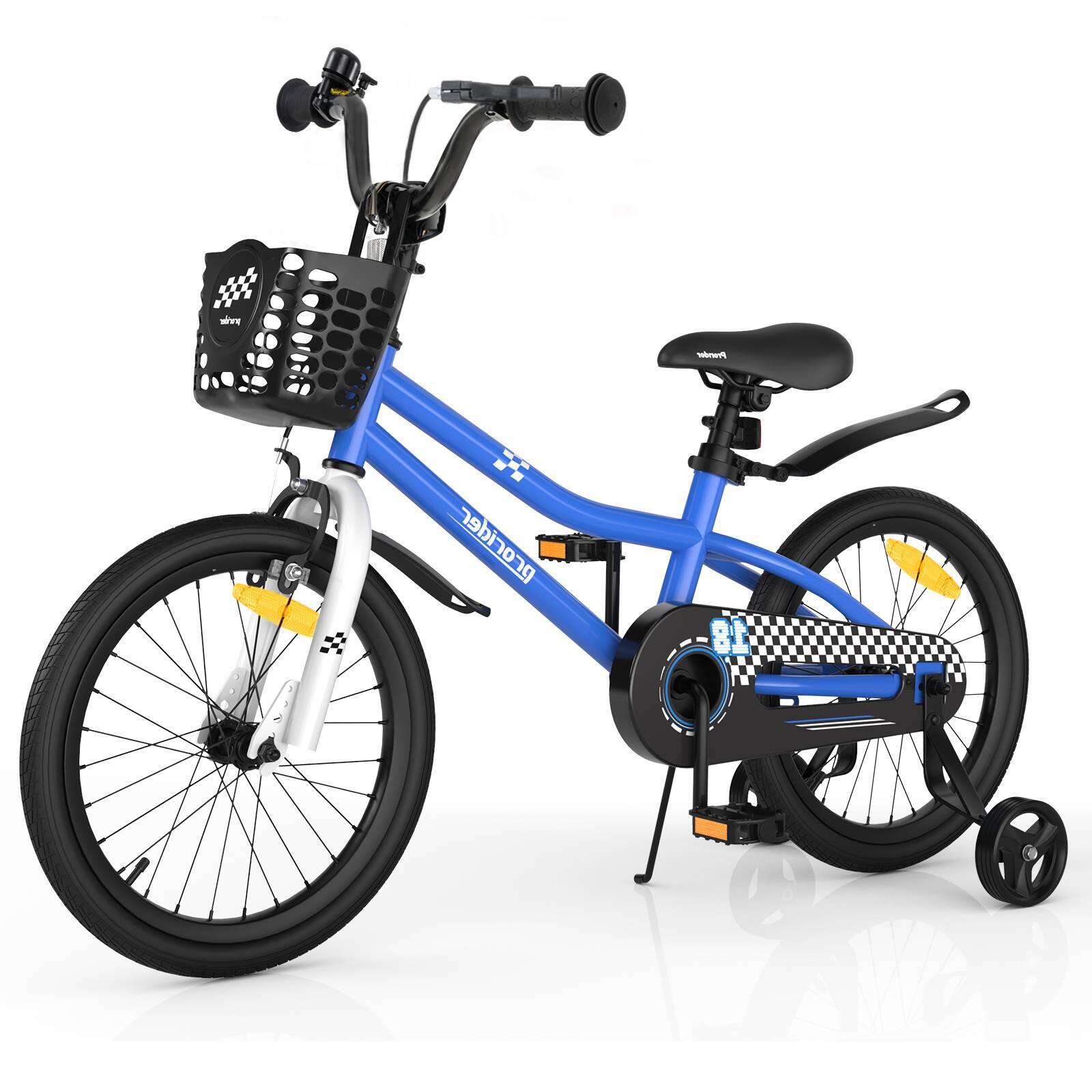 18'' Kids Learning Bikes w/Removable Basket Boys Beginner Navy - 4-8 Years Old