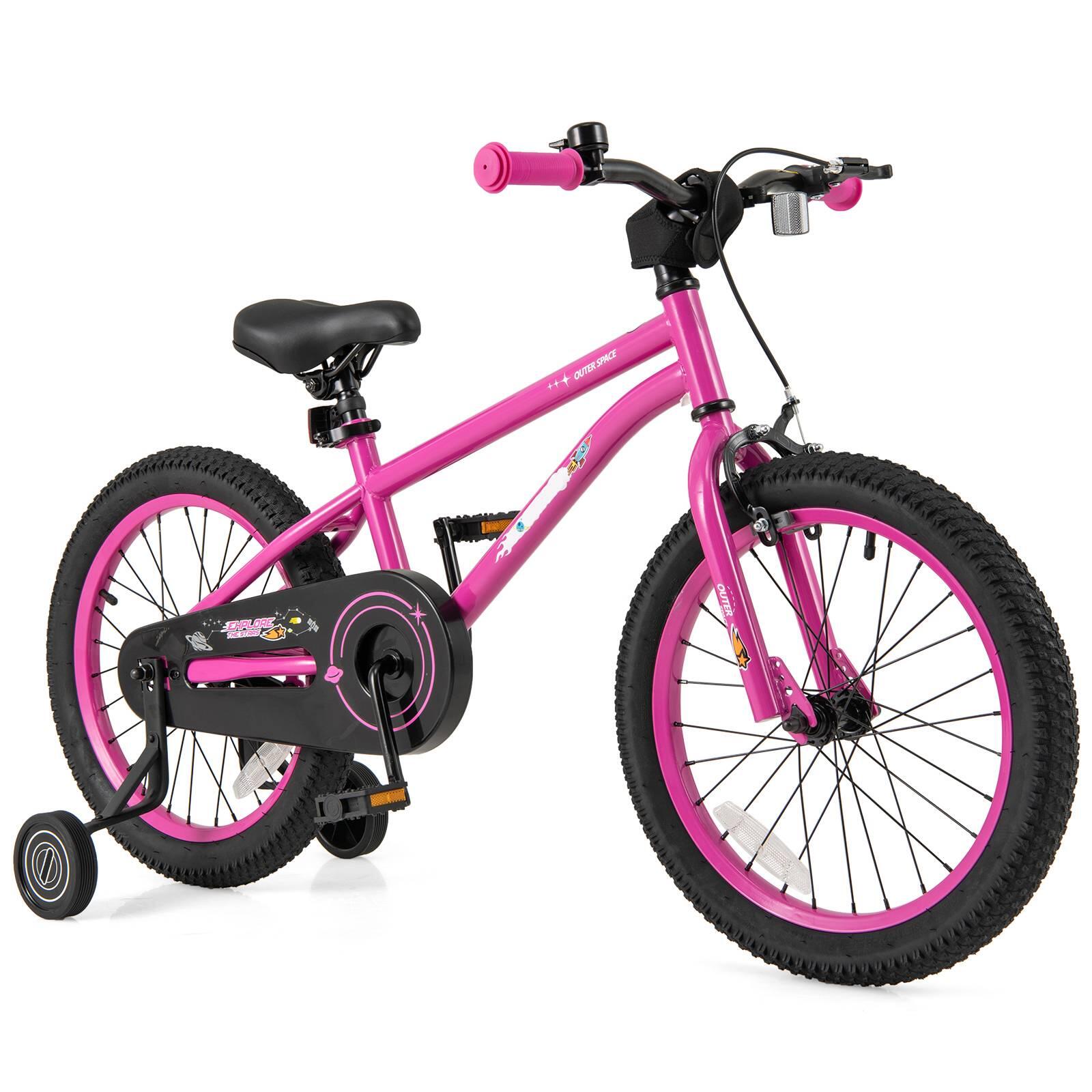 18'' Kids Bicycle w/Training Wheels & Safe Reflectors 4-8 Years Old Pink