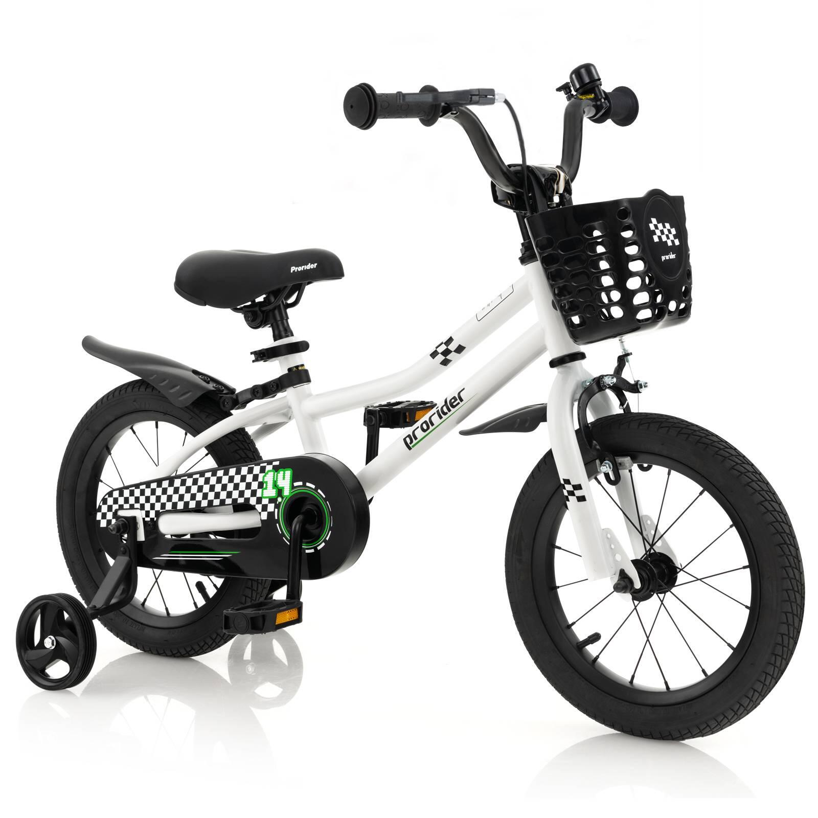 14'' Kids Learning Bikes w/Removable Basket Boys Beginner White - 3-5 Years Old