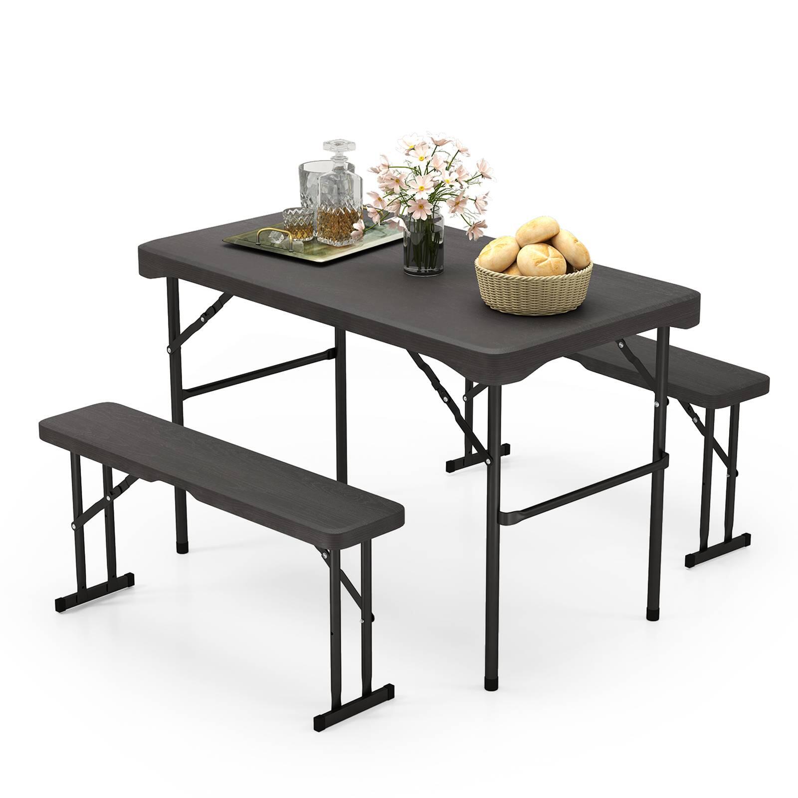 4-Person Patio Table Bench Set All-Weather HDPE Large Picnic Table